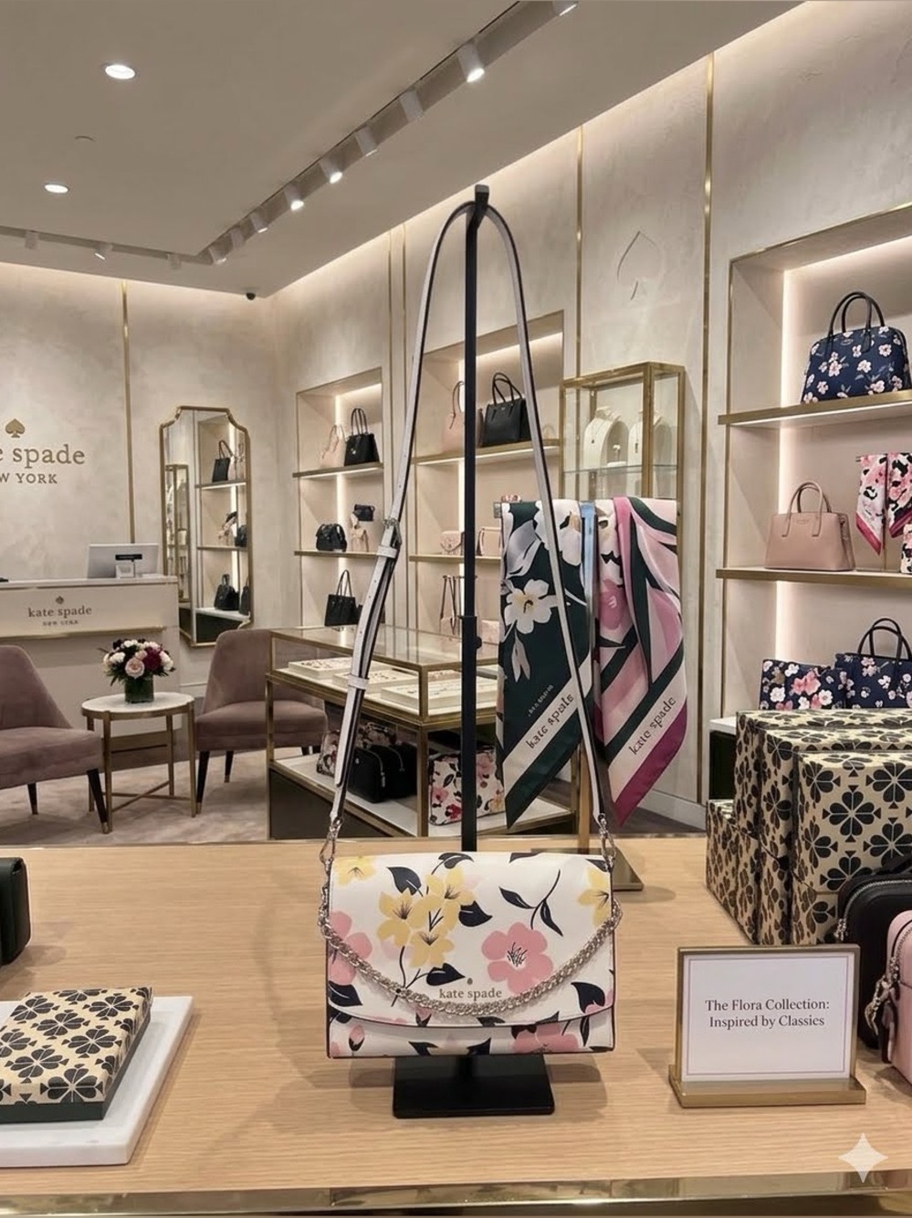 kate spade cream floral crossbody with pink and yellow blooms